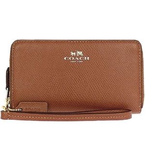 Coach Crossgrain leather double zip wristlet